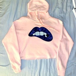 Pink ‘Bite Me’ Crop Hoodie